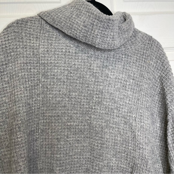Free People Sidewinder 100% Wool Sweater Oversized Cowl Neck Grey Sz M - Picture 5 of 13